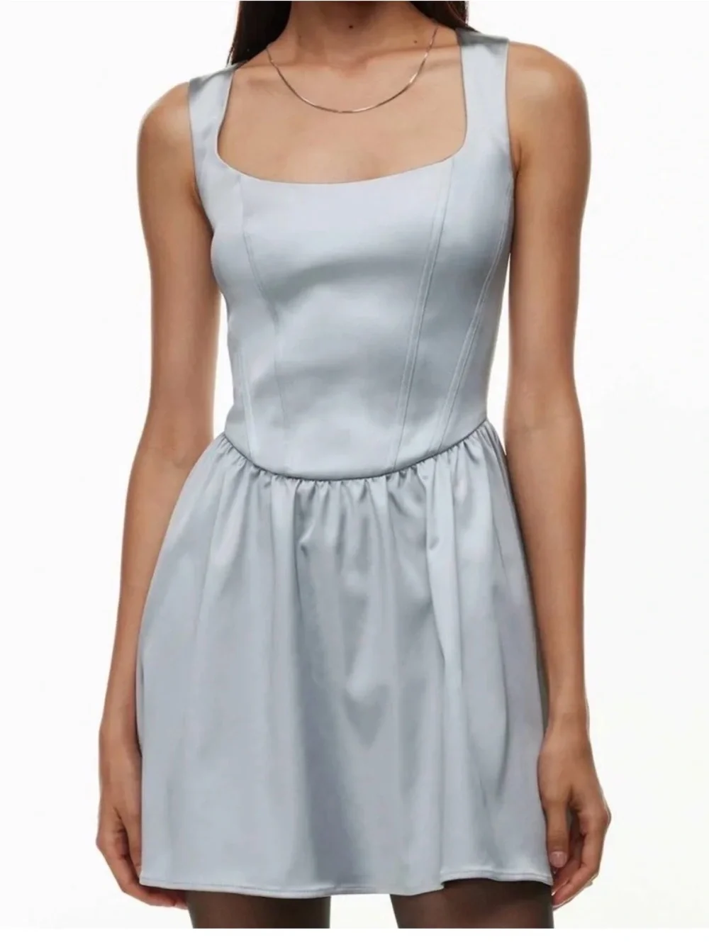 Aritzia Sunday Best Septor Satin Dress Cool Lagoon Grey Size 00